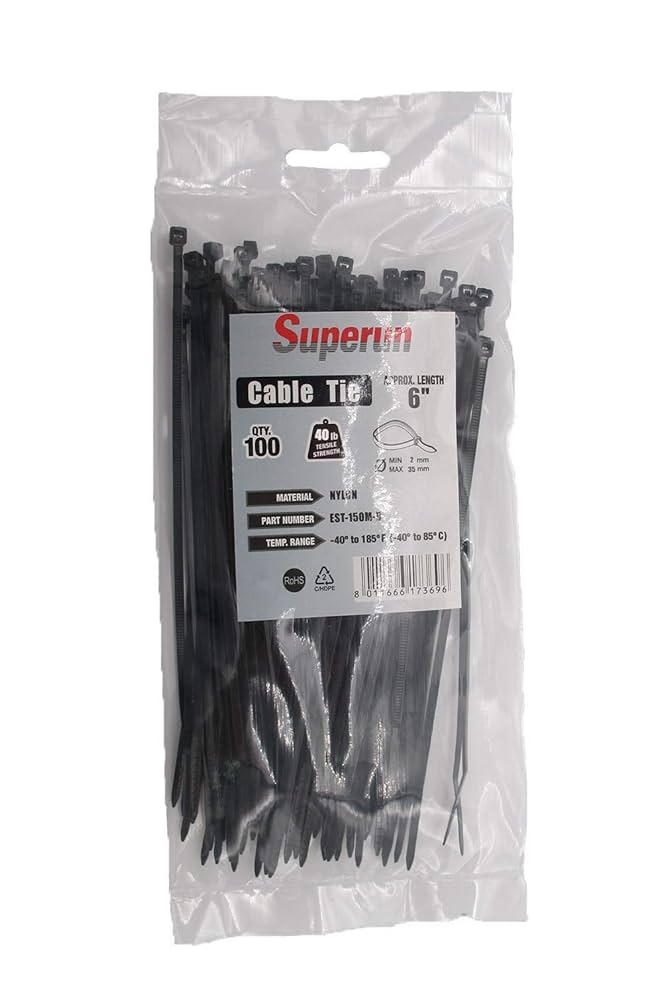 Amazon.com: Superun Black Zip Ties 6 Inch, 40 Lbs Tensile